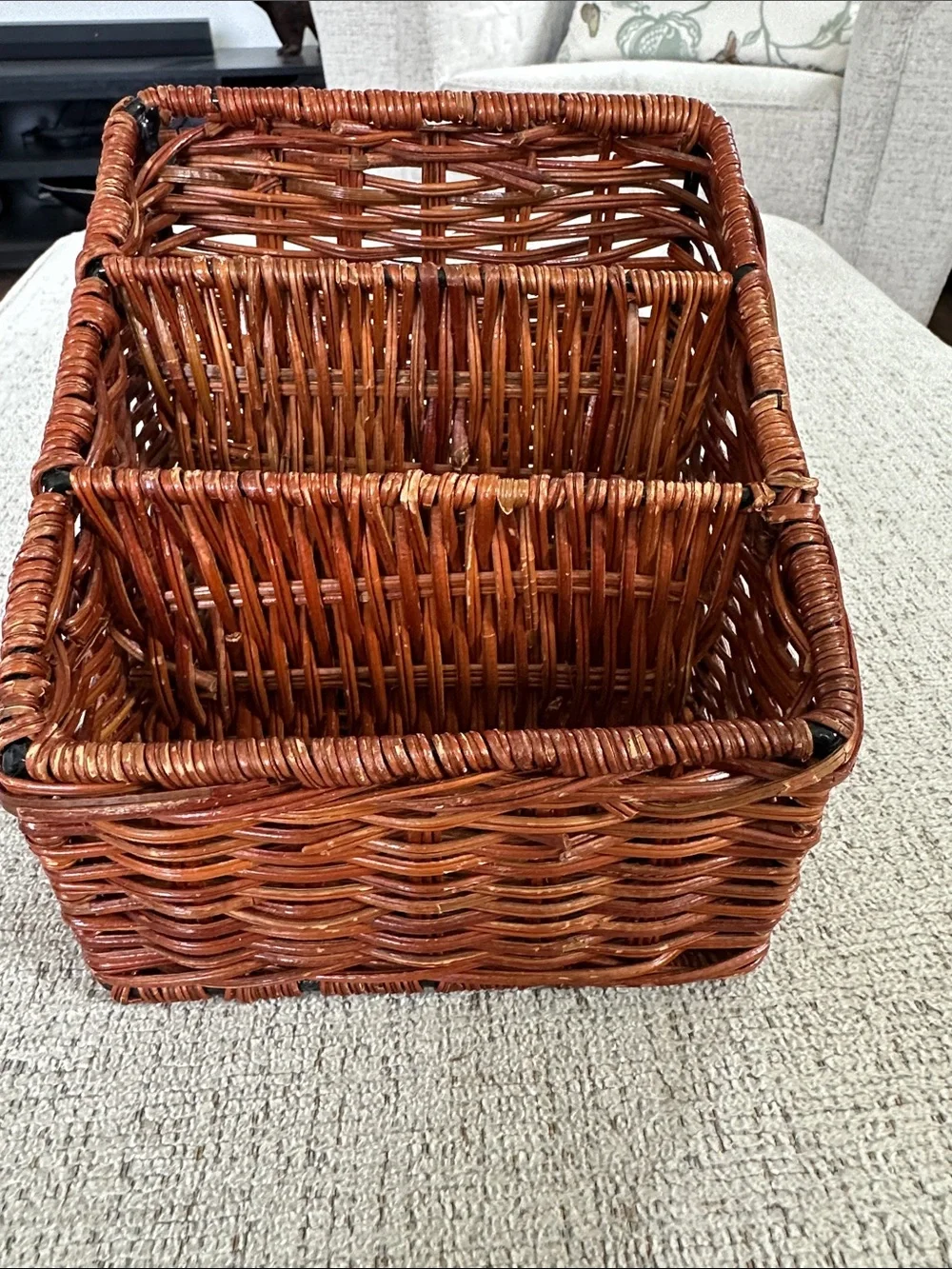 Vintage Woven Rattan Desk Organizer - 3 Tier Boho Mail Sorter & Letter Holder